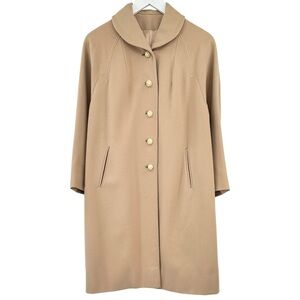 Vintage Belson Light Brown Contrast Button Single Breasted Wool Car Coat